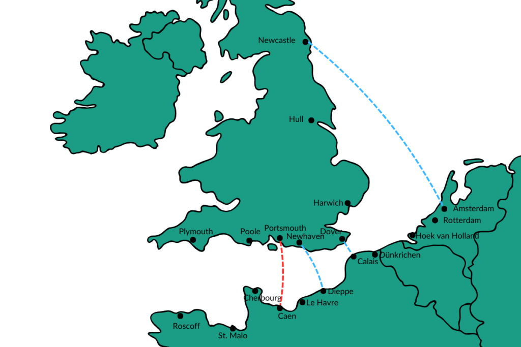 Alternative Routen Caen Portsmouth