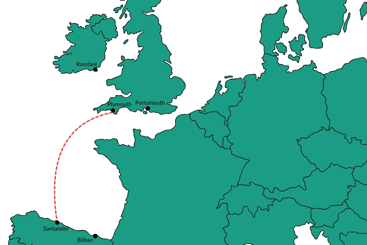 Fähre Santander Plymouth Brittany Ferries Routenkarte