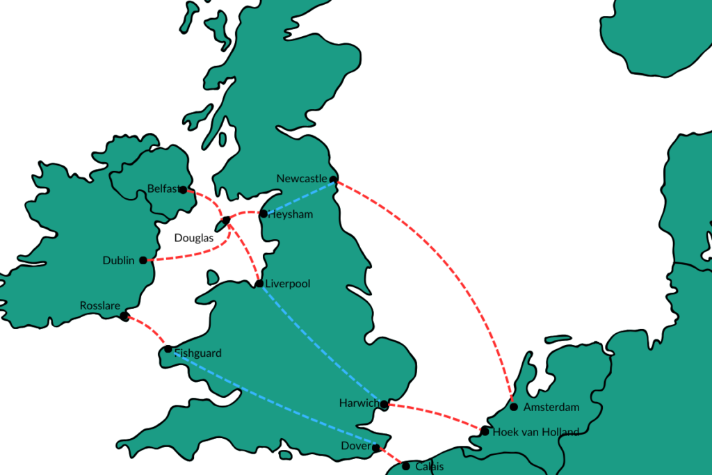 KARTE: Route Deutschland → GB → Heysham/Liverpool → Douglas