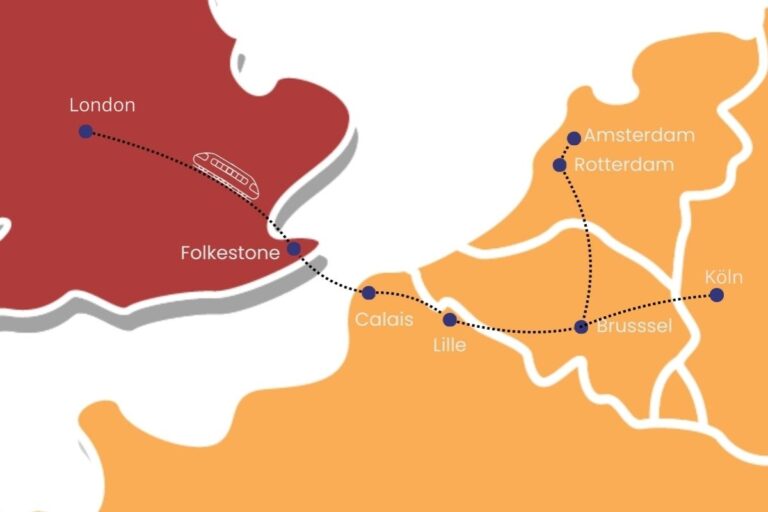 Eurostar-Tunnel mit Route nach London Karte