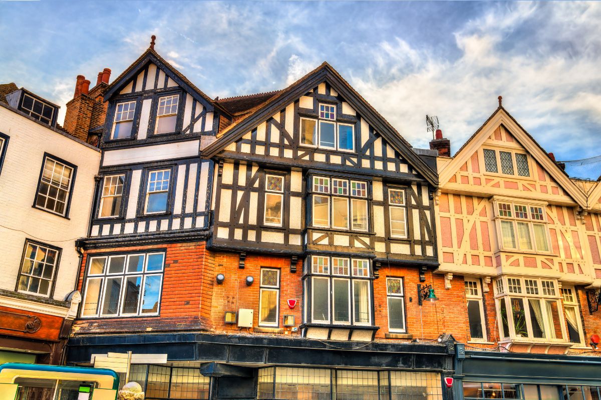 Traditionelle Fachwerkhäuser in Canterbury Altstadt Sehenswürdigkeiten England